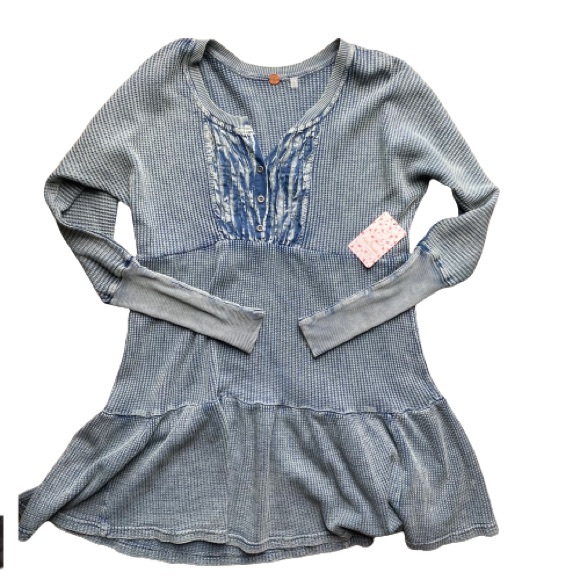 NWT Free People One Jolene Mini Dress Blue - Picture 5 of 7